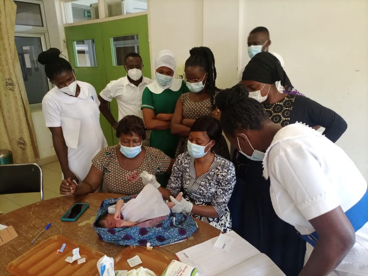   A Ghanaian baby being screened for SCD